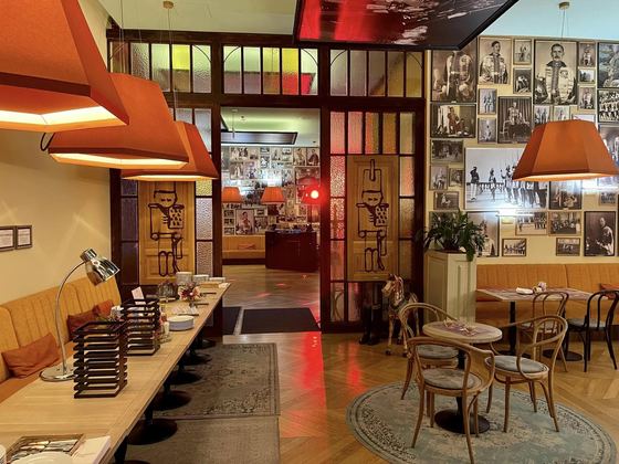 Interior of the Royal Guard café with red lampshades